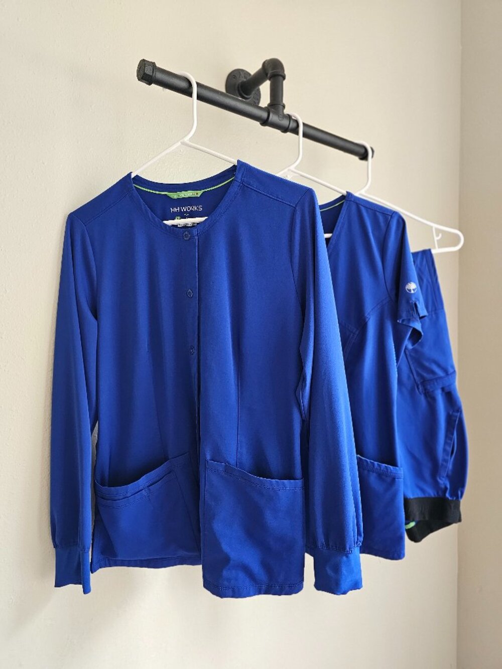 Healing hands HH Works Royal Blue Scrub Jacket Scrub Top Scrub Pants(2) Set S